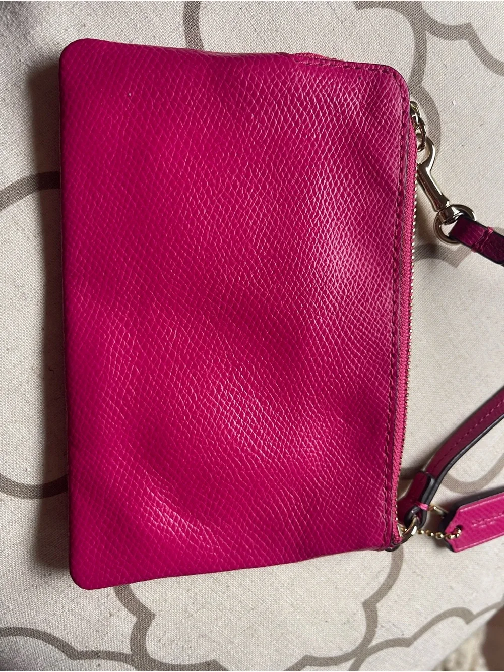 Coach Bright Fuchsia Leather Wristlet